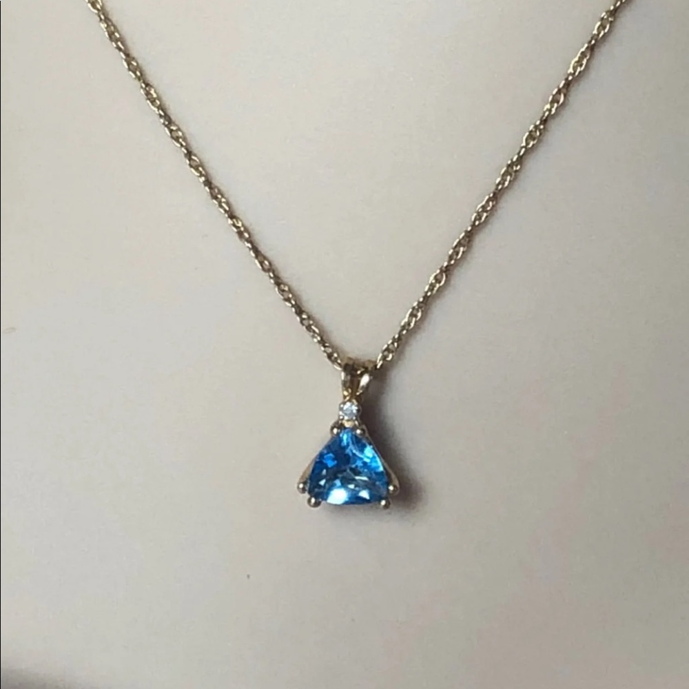Blue topaz 14 karat gold necklace